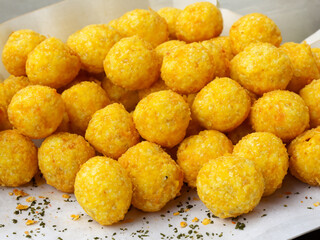 close up of fried balls