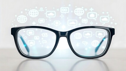 eyeglasses projecting ar hologram icons