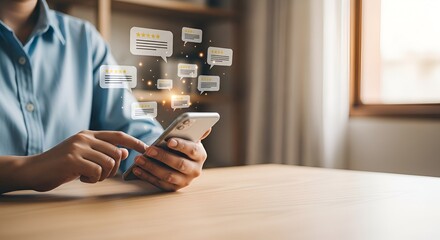 Customer reviews and feedback collection through smartphone, enhancing user experience and satisfaction.