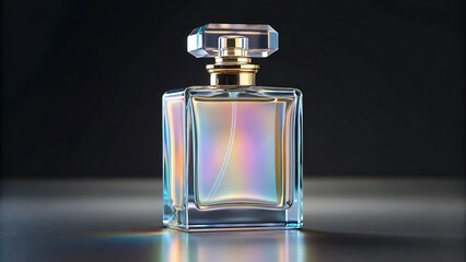 perfume bottle with holographic fragrance notes