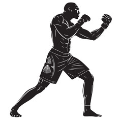Black mixed martial arts- mma global Silhouette Vector, High Quality Illustration on White Background