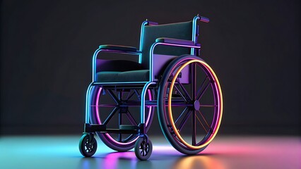 wheelchair with futuristic ai neon glow