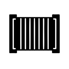 Simple black silhouette of a shipping container for global trade logistics