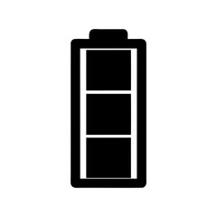 Stylized Black and White Illustration of a Fully Charged Battery Icon