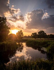 Sunset over a tranquil river (1)