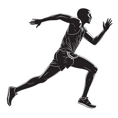 Black marathon Silhouette Vector, High Quality Illustration on White Background