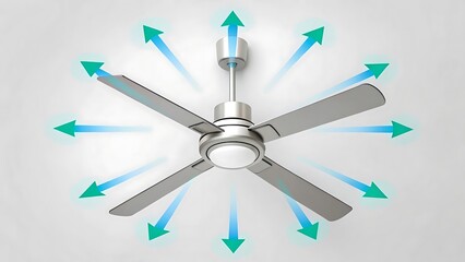 ceiling fan with holographic airflow arrows
