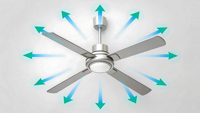 ceiling fan with holographic airflow arrows
