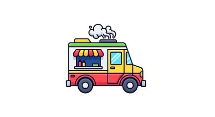 Vibrant food truck illustration ready to serve delicious meals and treats at your next event or street fair with its eye-catching design and smoky aroma