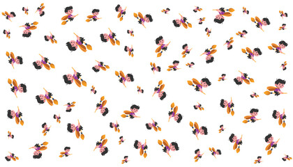 Vector Background Pattern of Child Riding a Broom