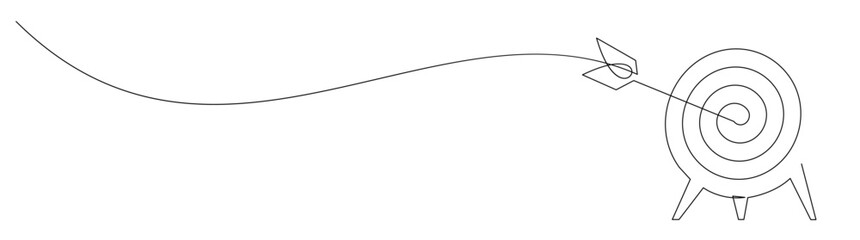 Continuous Line Drawing of Arrow Hitting Target