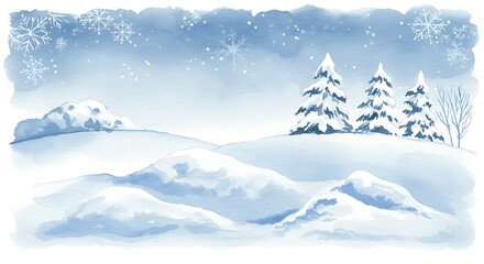 Obraz premium Snowy winter landscape illustration