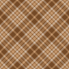 Seamless  brown color check pattern. Repeating patern plaid. Checkered design for prints. Repeated tartan fabric. Vector scottish fabriс. Ekose texture. Madras flannel. Checker line. Stripe gingham