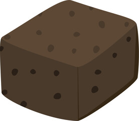 Rich chocolate brownie square icon with dark cocoa texture for autumn dessert illustration