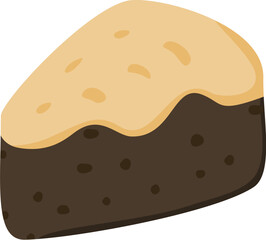 Chocolate cheesecake slice icon with creamy top and dark base for autumn sweet treat