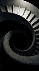 A Surreal Spiral Staircase Descending Endlessly into Darkness