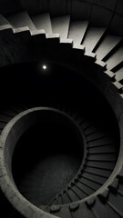 A Surreal Spiral Staircase Descending Endlessly into Darkness