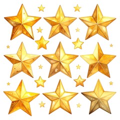 Gold stars, various sizes and shading