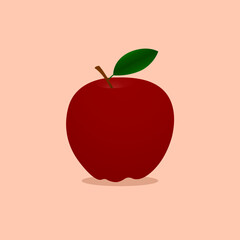 Red apple vector illustration isolated.