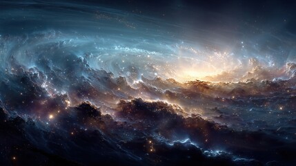 Fototapeta premium Captivating Cosmic Swirl in Vast Deep Space with Shimmering Stars