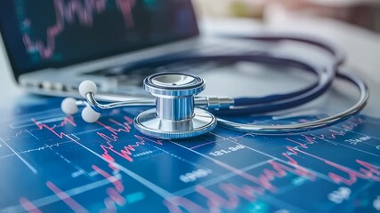 Healthcare insights and digital medical stock market analysis with stethoscope - Powered by Adobe