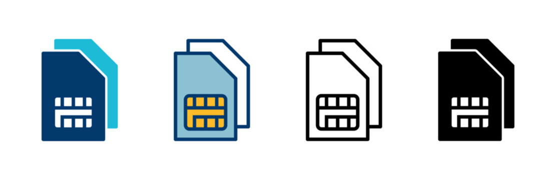 Sim card icon vector isolated on white background. Mobile slot icon. Mobile cellular phone sim card chip.