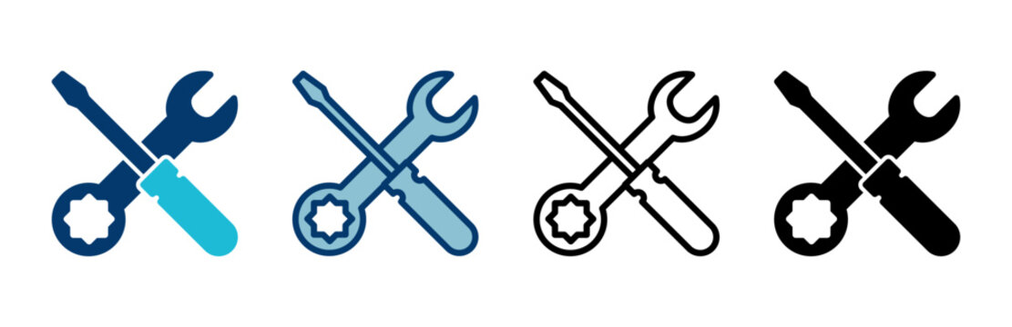 Repair icon vector isolated on white background. Wrench and screwdriver icon. settings vector icon. Maintenance. tools