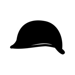 Fototapeta premium A black silhouette of a safety helmet against a white background