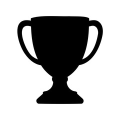 Black silhouette of a classic trophy cup on a white background