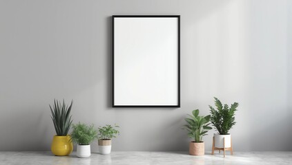 Frame and Poster Mockup with Plants Decoration