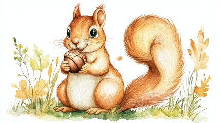 Cute squirrel holding an acorn (1)