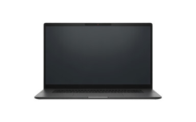 Modern sleek laptop computer open and ready for use isolated on transparent background