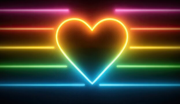 Neon Heart and Rainbow Stripes