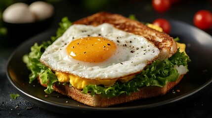 Cheese and mayo egg with salad in plate on western fast food