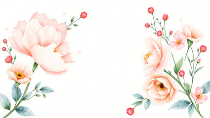 Delicate flowers in nude tones on a light background