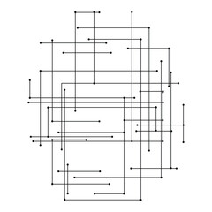 A minimalist and abstract background with a network of interconnected black lines and dots, suggesting technology or data. vector illustration