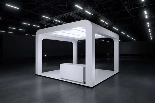 Exhibition stand for mockup and Corporate identity,Display design.Empty booth Design.Retail booth elements in Exhibition hall.booth Design trade show.Blank Booth system of Graphic Resources.3d render.