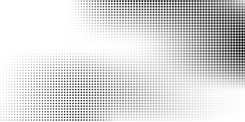 Mesh dotted halftone gradient texture. Vanishing polka dot background. Repeating dots gradation vector abstract simple art