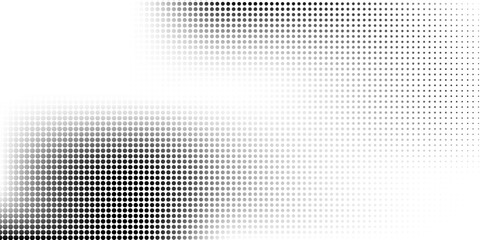 Mesh dotted halftone gradient texture. Vanishing polka dot background. Repeating dots gradation vector