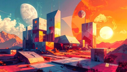 Futuristic desert cityscape