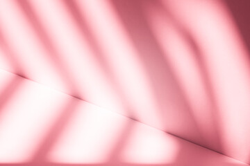 Wall interior background, studio and backdrops show products.with shadow from window color pink background for text insertion and presentation interior decoration	