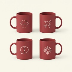 Red Mug with Simple Elegant Pattern