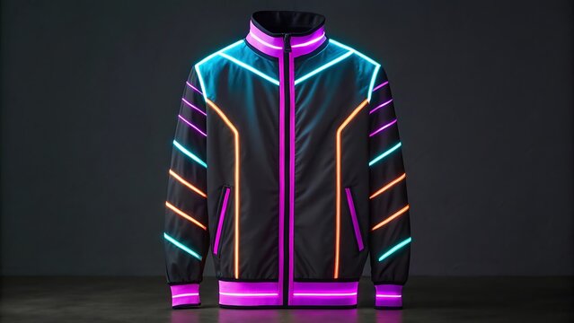 jacket glowing neon cyberpunk stripes - Powered by Adobe