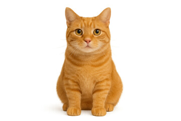 Fototapeta premium Cheerful ginger cat with bright eyes and a smiling expression isolated on pure white background clean cutout for playful pet branding and design uses