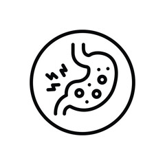 Black line icon for upset digestion