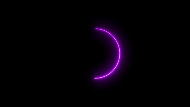 Neon half circle loading.Circle bar processing.Neon abstract circle f line.