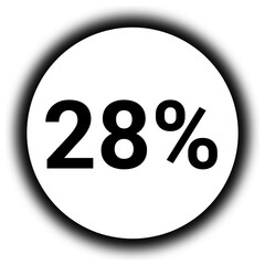 28% discount and  percent black and white round icon