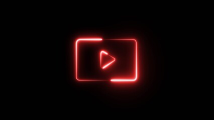 Music play button. Abstract glowing neon play button icon illustration. Glowing play button with radio waves.