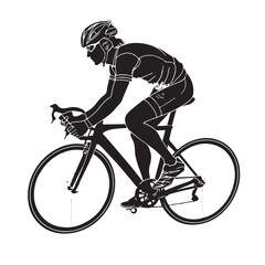 Obraz premium Black road cycling Silhouette Vector, High Quality Illustration on White Background