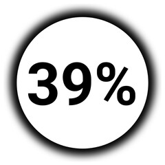 39% discount and  percent black and white round icon